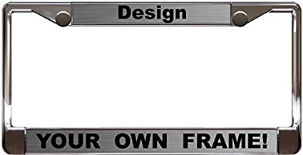 Custom Personalized Chrome Metal Car License Plate Frame with Free caps - Steel/Black