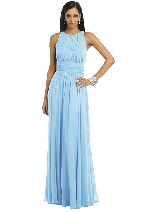 Ssyiz Women's Elegant Pleated Chiffon Floor Length Evening Party Dress ( Can be customized )