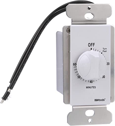 Woods 59717WD 60-Minute Decora Style Timer Mechanical Wall Switch (White)