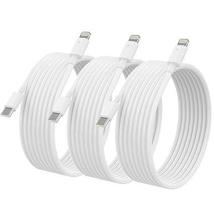 USB C to Lightning Cable 3 Pack 6FT [Apple MFi Certified] iPhone Fast Charger Fast Charging Type c to Lightning Cable for iPhone 14 13 12 11 Pro Max Xr Xs 8 and More - White