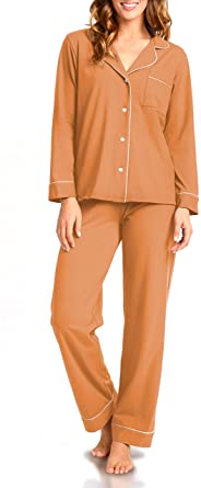 Womens Pajama Sets - Long Sleeve Button Down Pajamas for Women Top & Pants Sleepwear Nightwear Soft Pj Lounge Sets
