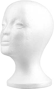 Bluelans Foam Wig Head, Female-Styrofoam-Mannequin-Head Hairpieces Stand Holder Cosmetics Model Head Wig Display for Style, Model, Display Hair, Hats, Hairpieces, Mask, Salon and Travel White