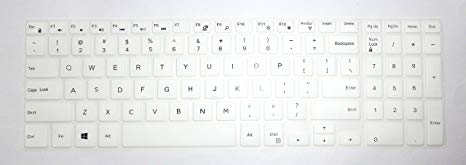 BingoBuy US Layout Keyboard Protector Skin Cover for 15.6'' Dell Inspiron 15-3565 15-7559 15-7588 15-3552 15-5555 15-7567 15-7577 15-5570 17-5770 17-5755 17-5759 with Card Case (White)