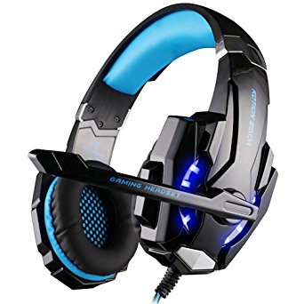 [Newer Version]VersionTech G9000 LED Surround Gaming Headphones Bass Stereo Headset with Mic for PS4 Games (Mac PC Computer Laptop Cell Phone Compatible,Blue)