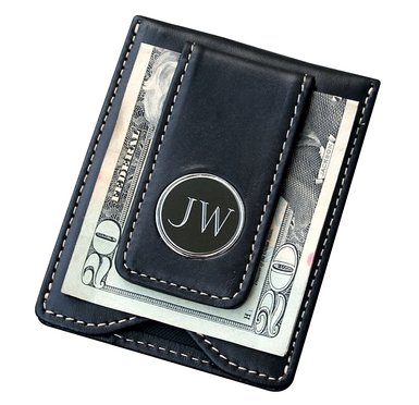 Engraved Personalized Valentines Fathers Day Gifts for Men Him - Husband - Black Money Clip Wallet Combo