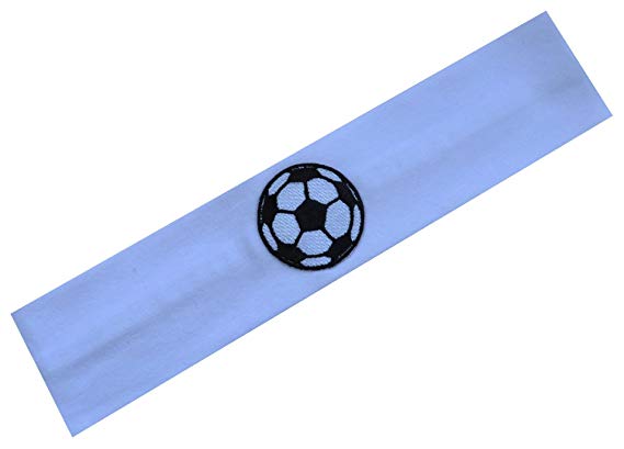 Funny Girl Designs Cotton Soccer Ball Patch Stretch Headband for Girls Teens and Adults - Soccer Team Gifts