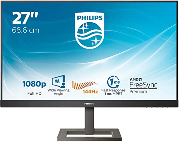 Philips Gaming 272E1GAEZ - 27 inch FHD Monitor, 144Hz, 1ms, VA, AMD FreeSync, Speakers , Height adjust (1920 x 1080, 350 cd/m², HDMI / DP)