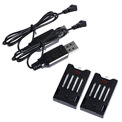 Holy Stone Modular 2 × 3.7V 600mAh Lipo Battery and 2 × USB Charging Cables for RC Quadcopter Drone HS150