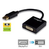 gofanco Gold Plated DisplayPort to DVI Active Converter for 4K UltraHD Monitors Single Link See Note 1 Below - Eyefinity Compatible DisplayPort 12 Black MALE to FEMALE - MULTIPLE SCREENS SLS Supported for Gaming