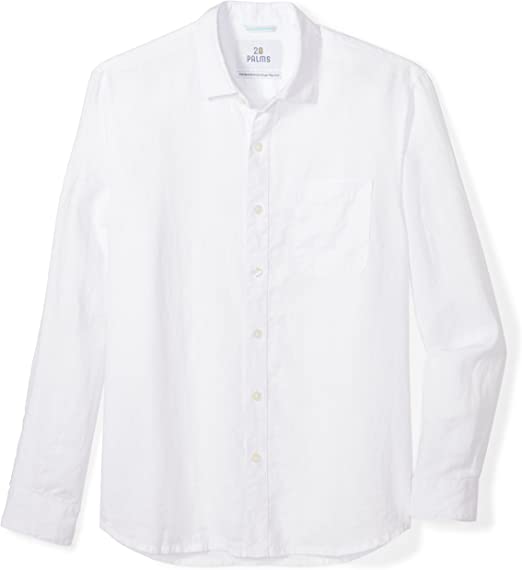 28 Palms Men's Standard-Fit Long-Sleeve 100% Linen Shirt