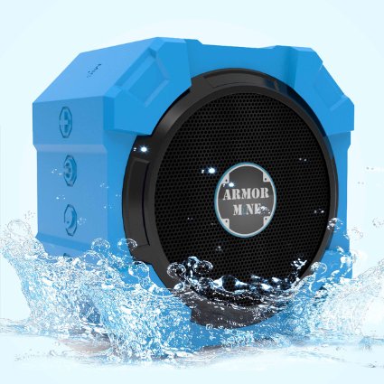 Bluetooth Speakers, Outdoor Wireless Waterproof: Armor MiNE ™ Bright Blue Ultra Portable Speaker: Top Rated Louder Volume with More Bass | Best iPhone Speakers with Powerful Sound for Smartphone