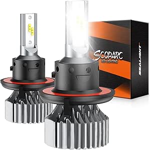 SEALIGHT H13 Bulbs 24000LM, 6500K Cool White, H13 Powersport Fog Bulbs, 1:1 Size 5-min Plug and Play, Pack of 2