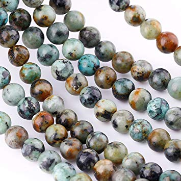 Bingcute 6mm Natural African Turquoise Stone Beads for Necklace Gemstone Loose Beads 15.5"One String