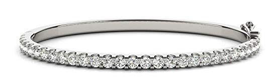 14K White Gold Diamond Bangle Bracelet Premium Collection