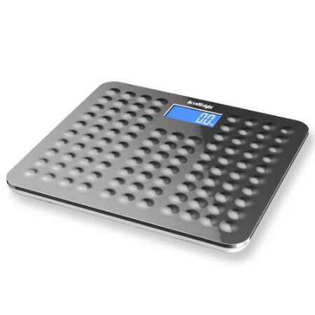 Accuweight Digital Body Weight Bathroom Scale with Step-On Technology, 400lb/180kg Capacity, Grey