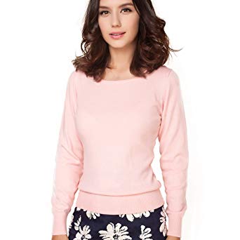 Panreddy Women's Cashmere Wool Blended Long Sleeve Crew Neck Sweater