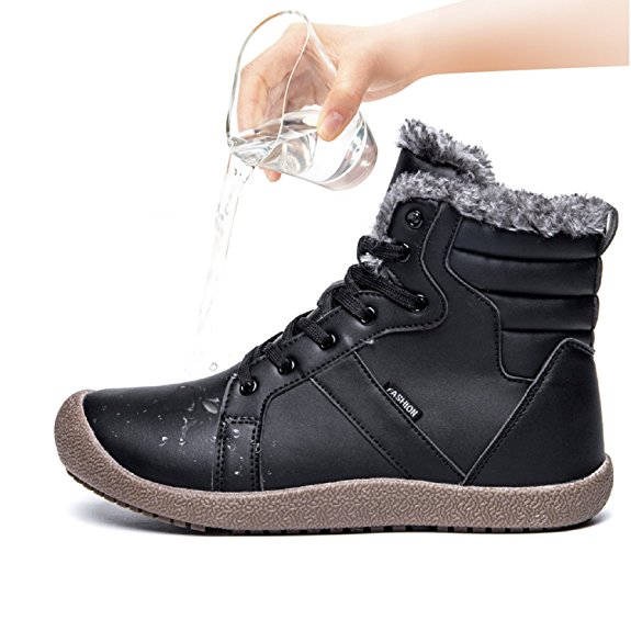 JIASUQI Men's Outdoor Winter Snow Boots Ankle Fur Lining Warm Booties