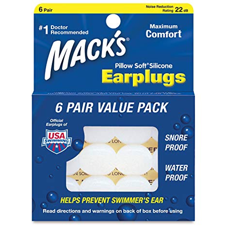 Mack's Pillow Soft Silicone Putty Ear Plugs 6 Pairs Value Pack