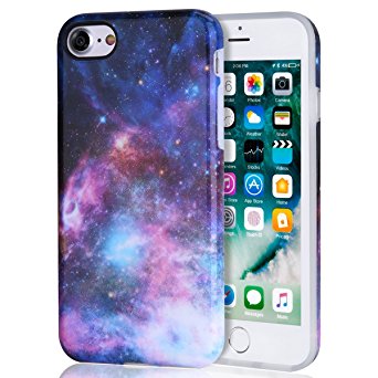 iPhone 8 Case, iPhone 7 Case, DAKMEEA Best Protective Cute Boys Clear Blue Slim Shockproof Glossy Soft Silicone Rubber TPU Cover Phone Case For iPhone 8/iPhone 7, Starry Sky