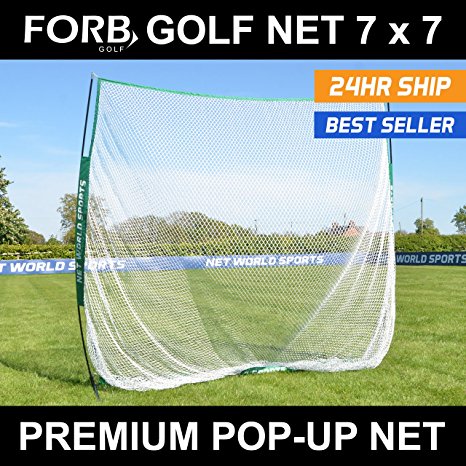 FORB Portable Golf Net (7ft x 7ft) - Practice Your Driving & Hitting Skills In The Garden [Net World Sports]