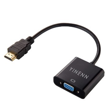 HDMI To VGA ,YINENN® Male To Female Converter Adapter Cable For PC Laptop And Other HDMI input devices -12 Months Warranty-Black
