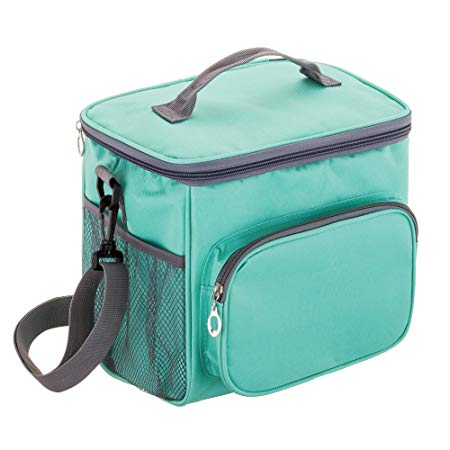 Adult Lunch Bag Insulated Lunch Box Large Cooler Tote Bag for Men & Women, Double Deck Heat-Resistant Coolers with Adjustable Shoulder Handbag（Blue）