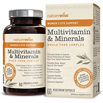 NatureWise Women’s Multivitamin Whole Food Complex with Eye Support | Vitamins, Minerals, Organic Whole Foods   Lutemax 2020 Protects & Improves Vision (⬇ Watch Video in Images) [1 Month - 60 Count]