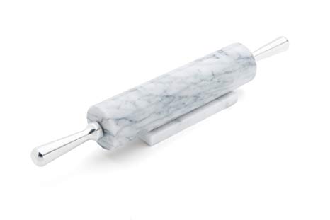 Fox Run 8648 Base with Aluminum Handles Marble Rolling Pin White