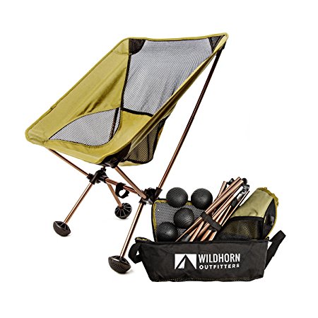 Terralite Portable Camp / Beach Chair Perfect For Beach, Camping, Backpacking, & Outdoor Festivals. Compact & Heavy Duty (Supports 350 lbs). Includes TerraGrip Feet- Won't Sink In the Sand or Mud.