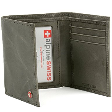 Alpine Swiss Men's Genuine Leather Trifold Wallet