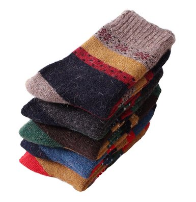 EBMOREreg Womens Thick Wool Comfort Crew Winter Socks 5-Pack Mixed Colors