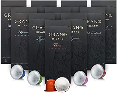 Grano Milano Coffee Capsules | Variety Pack | Nespresso* Compatible pods | Flavored Selection | 100 Pods
