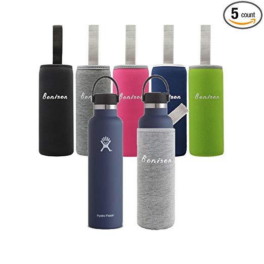 Neoprene Sleeve for Standard Mouth Hydro Flask/Coffee Flask. Snug Fit Bottle with 2.6" to 3.0" Diameter. Build-in Carrying Strap. Perfect for Protection, Sweat Absorption, Insulation.