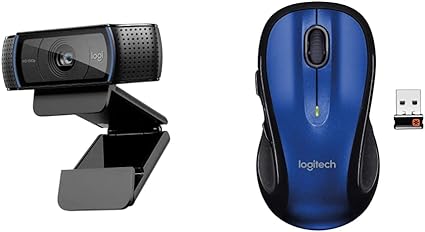 Logitech C920 HD Pro Webcam, Full HD 1080p/30fps Video Calling, Black & M510 Wireless Computer Mouse – Comfortable Shape with USB Unifying Receiver, Blue