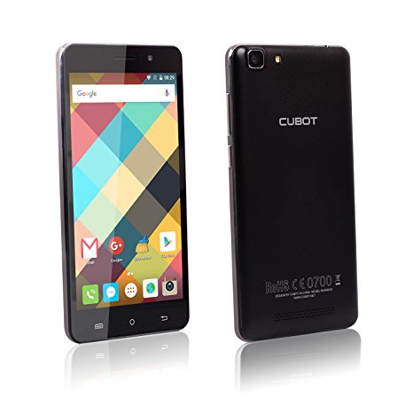 Cubot Rainbow Sim Free Smartphone Dual Sim 3G Unlocked 5 Inch HD Android 6.0 Quad Core 1.3 GHz 1 GB Ram 16GB Rom Smart Phone 13MP Camera GPS WIFI Hotspot Bluetooth OTG Mobile Phone(Black)