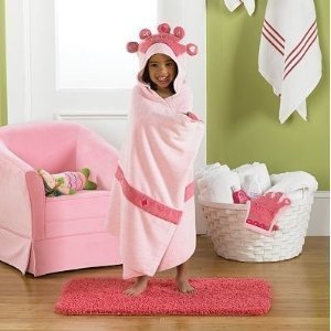 Baby / Child Jumping Beans® Pink Princess Hooded Bath Towel With Embroidered Hood Crown Offer Fun Fashion Infant