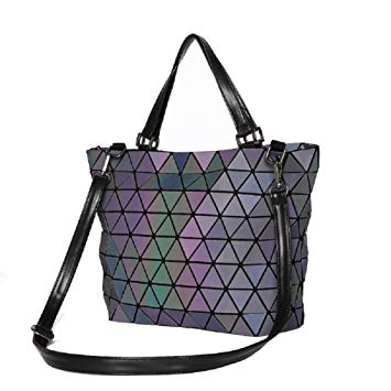 Women Geometric Luminous Backpack Handbag Fashion Shoulder Bag Lingge Flash Travel Rucksack NO.3