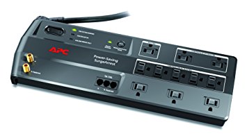 APC 11-Outlet Surge Protector 3400 Joules with Master Controlled Power Outlets and Telephone, DSL and Coaxial Protection, SurgeArrest Performance (P11GTV)