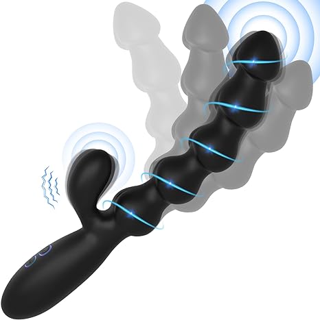 Anal Beads Sex Toys for Men - Rabbit Adult Toys Anal Plug Prostate Massager 8" with 7 Powerful Vibrations, Vibrating Butt Plug Anal Dildo Male Sex Toys G Spot Vibrator for Women