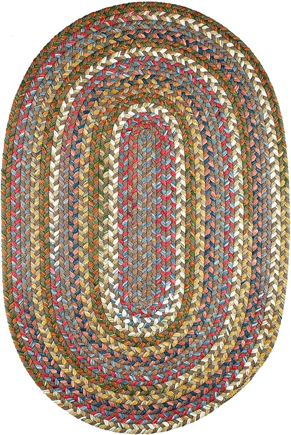 Super Area Rugs Gemstone Made in USA Braided Rug Colorful Kitchen Living Room Carpet, Bronze 2' X 3'