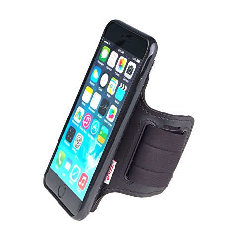 TFY Open-Face Sport Armband   Detachable Case for iPhone 6plus /6S Plus, Black & Black belt - (Open-Face Design - Direct Access to Touch Screen Controls)