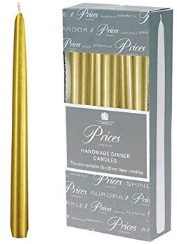 Prices 10 inch Metallic Gold Dinner Candles, 10 Pack, Individually Wrapped