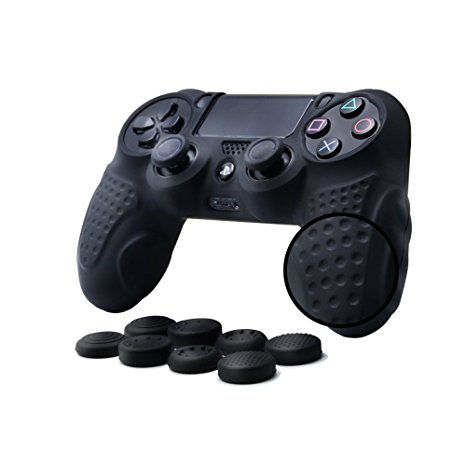 CHINFAI PS4 Controller Skin Protective Anti-slip Silicone Grip Case Cover for Sony PlayStation 4- Black