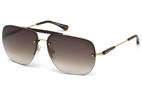 Tom Ford Men's Nils Aviator Sunglasses in Shiny Rose Gold Gradient Brown FT0380 28F 61