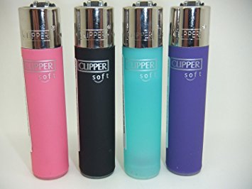 4 x Clipper Soft Lighters Regular Size Rubber Clipper Gas Lighter