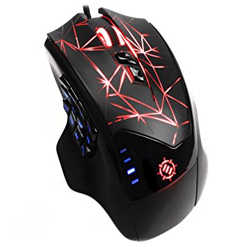 ENHANCE Theorem MOBA MMO Gaming Mouse for PC with 16400 DPI, 19 Programmable Buttons, RGB LED Lighting & Precision Laser Sensor - Built in Memory with 6 Custom Profiles for Competitive eSports