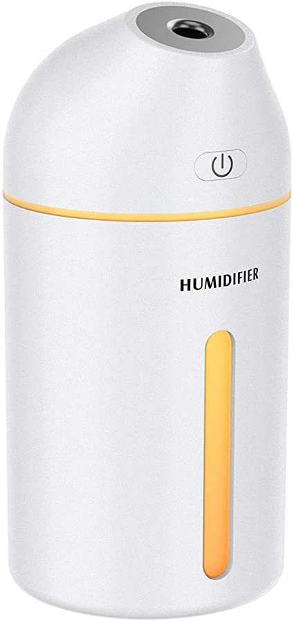 Homasy Humidifier, 320ml Portable Mini Humidifier, Small Cool Mist Humidifier, USB Desktop Humidifier for Car Baby Bedroom Travel Office, 19dB Whisper Quiet, 2 Mist Modes, Up to 20 Hours, All White