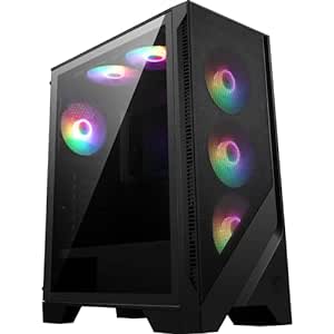 MSI MAG Forge 120A Airflow Premium Gaming PC Case: Auto RGB Fan, Vertical GPU Bracket, Side Air Vents, 360mm Radiator Support, 4mm Thick Tempered Glass, Supports Up to 8 Fans