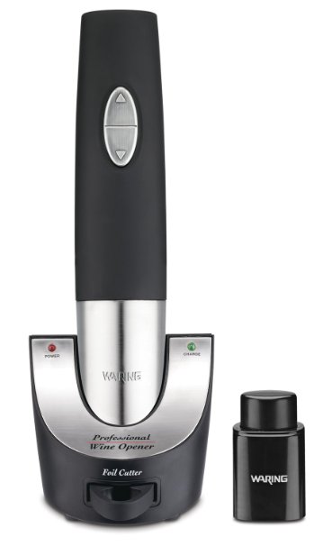 Waring Pro WO50B Cordless Wine Opener with Vacuum Sealer and Foiler Cutter Black