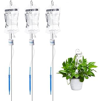 3 Pack Automatic Watering Bag Automatic Watering System for House Plants 350ml Plant Irrigation Drip Bag with Metal SupportFun Garden Gifts - Home Accessories - Plant Waterer for Indoor Plants